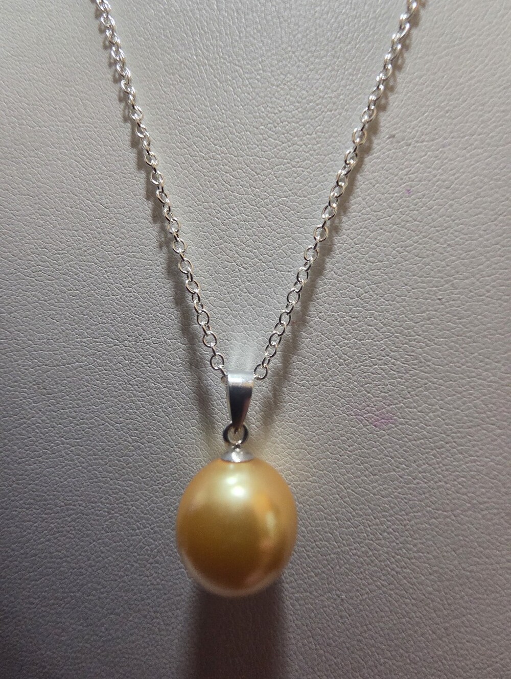 Sterling Silver Golden Pearl Pendant Necklace